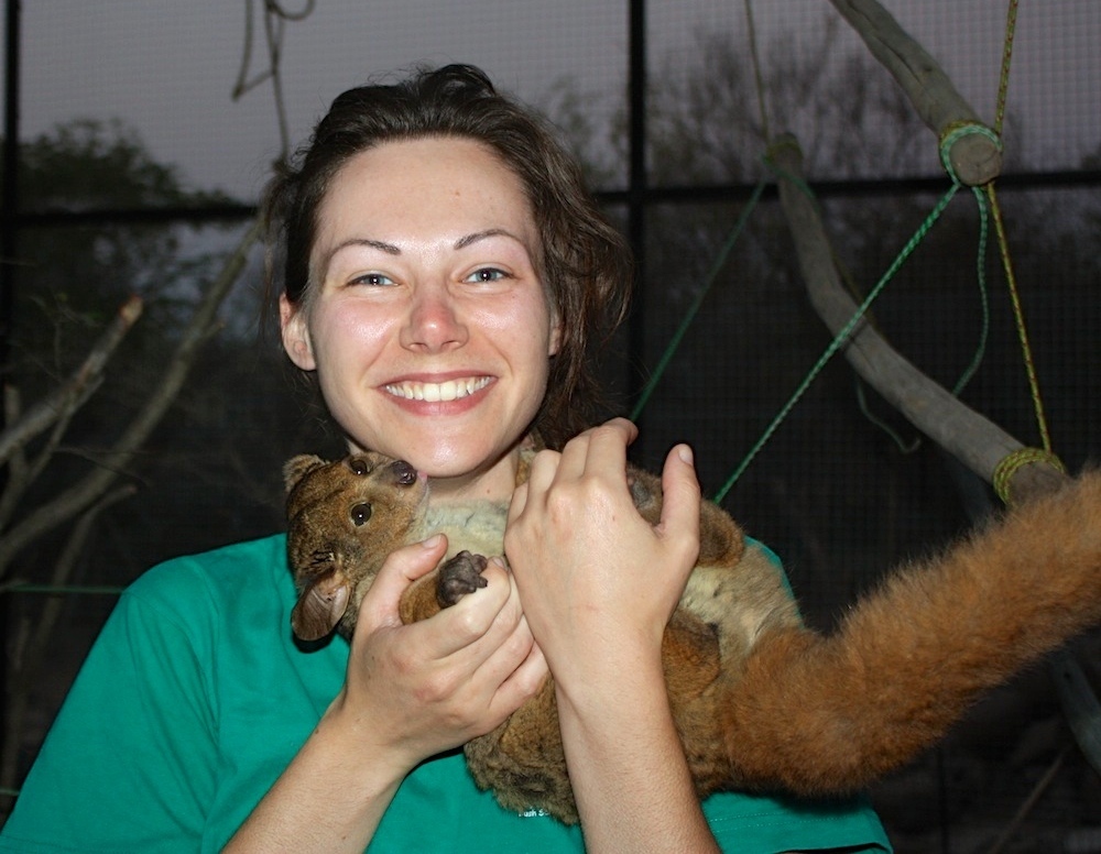 Volunteer with bushbaby